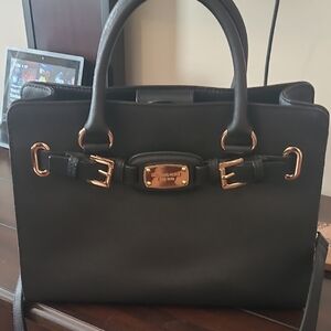 Michael Kors Black Satchel with Gold Accents